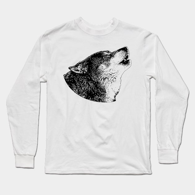 Wolf howling at the moon Long Sleeve T-Shirt by Alekxemko